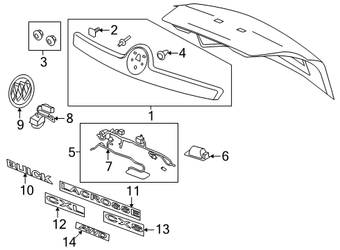 2011 Buick LaCrosse Emblem, Rear Diagram for 25979747