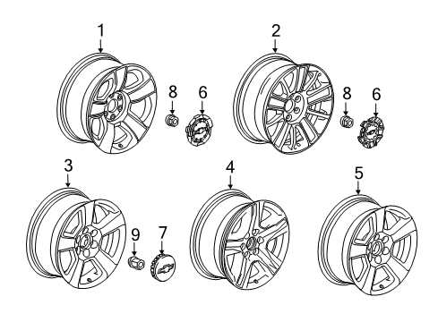 2016 Chevy Silverado 1500 Wheel, Alloy, Black Diagram for 23430212