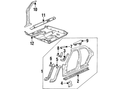 1992 Oldsmobile 88 Inner Rocker, Passenger Side Diagram for 25629081