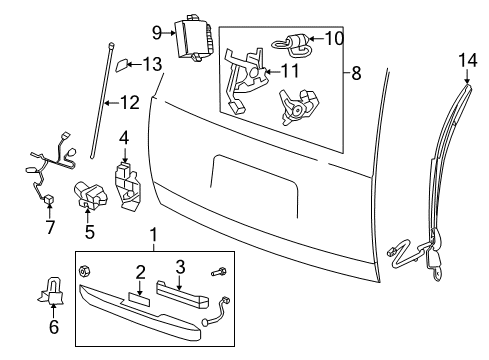 2011 Chevy Suburban 2500 Lift Gate - Lock & Hardware Diagram