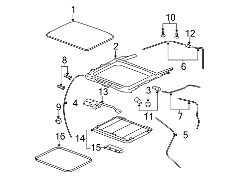 2009 Chevy Cobalt Sunroof Frame Diagram for 25936960