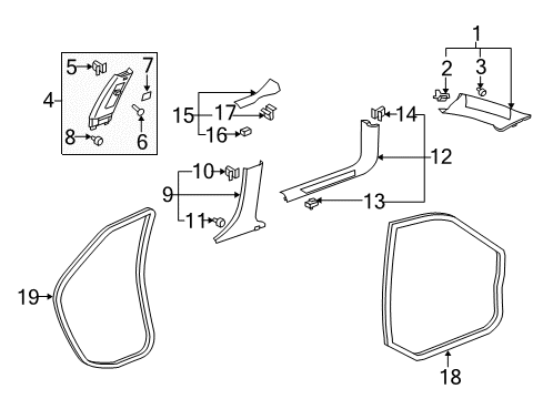 2012 Cadillac CTS Interior Trim - Pillars Diagram