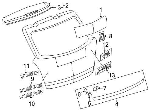 2008 Saturn Vue Exterior Trim - Lift Gate Diagram