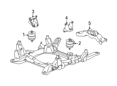 2009 Cadillac SRX Engine & Trans Mounting Diagram