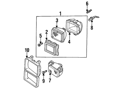 1988 Chevy R10 Suburban Headlamp Components Diagram