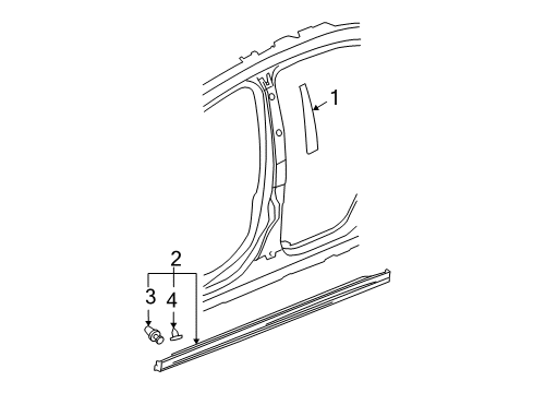 2004 Chevy Malibu Rocker Molding Diagram for 15880633