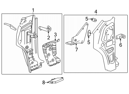 2024 GMC Acadia Baffle, Front Body Hinge Pillar, Lower Inner Diagram for 26469840