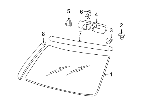2004 Buick Rainier Molding, Windshield Garnish & Reveal, Passenger Side Diagram for 15100760