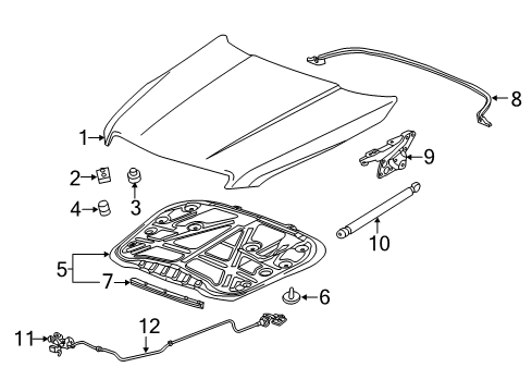 2018 Cadillac ATS Hood Diagram for 84076714