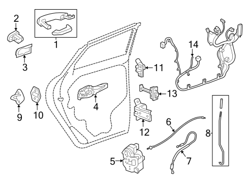 2024 Chevy Equinox Rear Door - Lock & Hardware Diagram