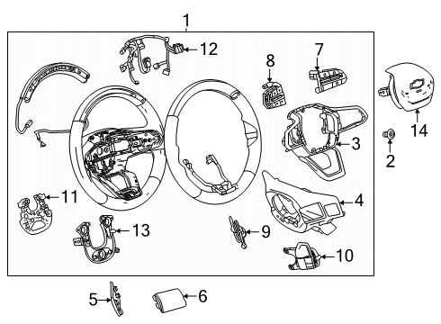 2025 Chevy Tahoe Applique, Steering Wheel Diagram for 87867213