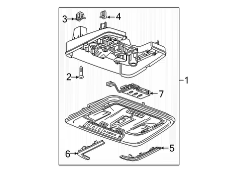 2022 Chevy Silverado 3500 HD Overhead Console, Gray Diagram for 84903286