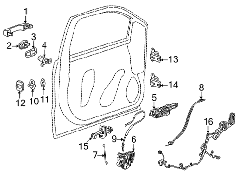 2021 GMC Yukon Link, Door Check, Front Diagram for 85626939