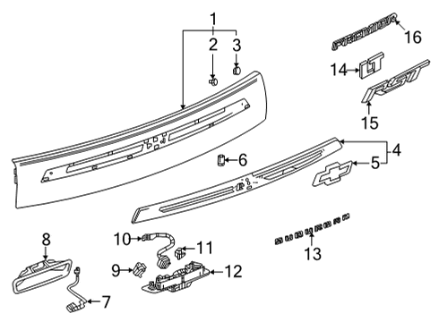 2024 Chevy Suburban Exterior Trim - Lift Gate Diagram