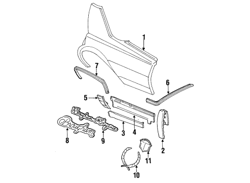 1992 Cadillac Brougham Quarter Panel & Components Diagram
