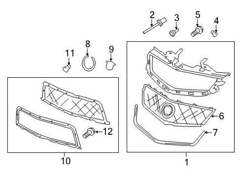 2012 Cadillac CTS Grille & Components Diagram 6 - Thumbnail
