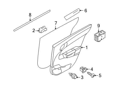 2008 Saturn Astra Interior Trim - Rear Door Diagram