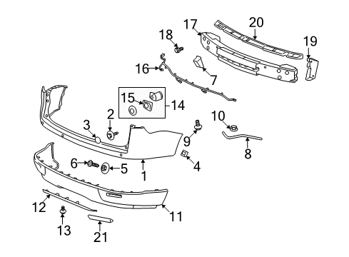 2008 Saturn Outlook Bumper Cover Bracket Diagram for 25865204