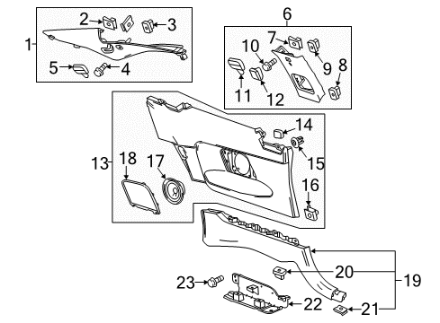 2016 Cadillac ATS Upper Center Pillar Trim Retainer, Rear Diagram for 11610769