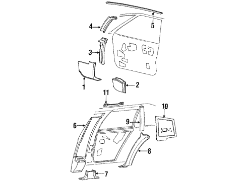 1991 Cadillac Brougham Interior Trim Diagram