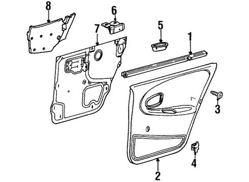1998 Saturn SL2 Interior Trim - Rear Door Diagram