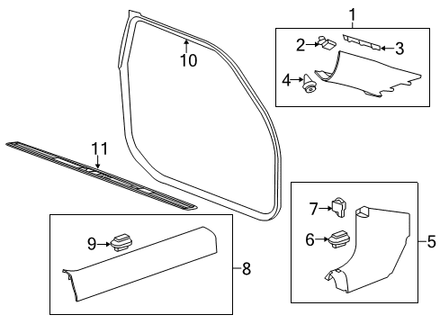 2012 Chevy Camaro Interior Trim - Pillars Diagram