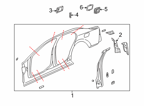 2004 Cadillac CTS Quarter Panel & Components Diagram
