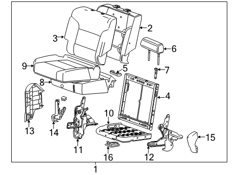 2019 Chevy Silverado 3500 HD Rear Seat Components Diagram