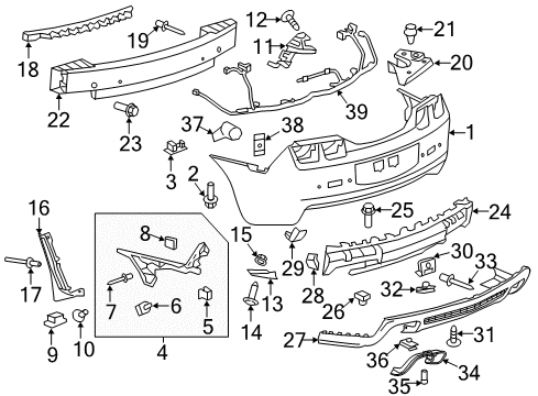 2012 Chevy Camaro Bumper & Components - Rear Diagram 2 - Thumbnail