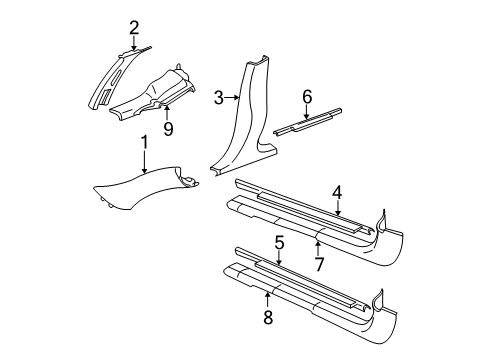 1999 Pontiac Grand Am Interior Trim - Pillars Diagram