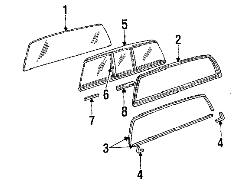 1990 Chevy S10 Glass & Hardware - Back Panel Diagram