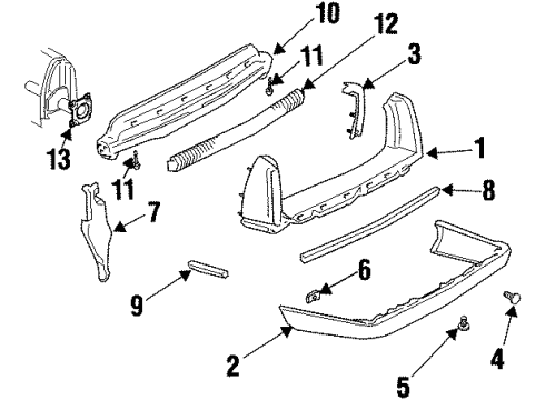 1999 Cadillac DeVille Bumper & Components - Rear Diagram