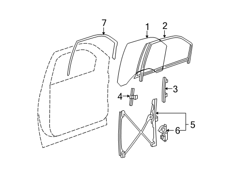 2007 Cadillac Escalade ESV Glass - Door Diagram