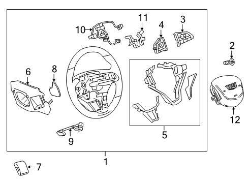 2025 Cadillac XT6 Steering Wheel & Trim Diagram