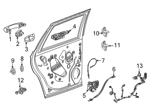 2024 Chevy Tahoe Rear Door - Lock & Hardware Diagram