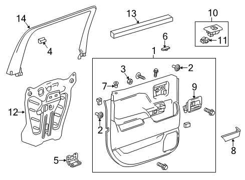 2015 Chevy Silverado 2500 HD Interior Trim - Rear Door Diagram
