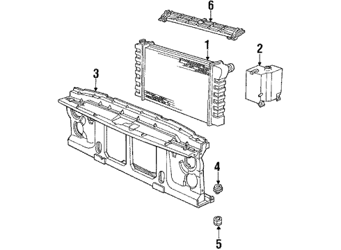 1987 Chevy Blazer Radiator Support Cushion Diagram for 15597600