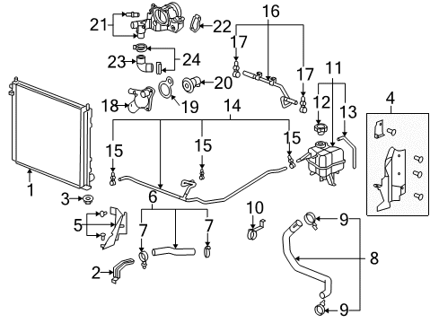 2009 Cadillac STS Upper Hose Diagram for 25974696
