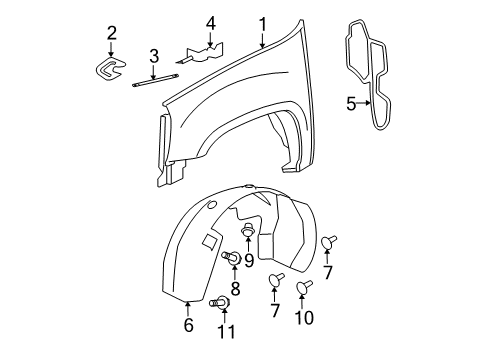 2011 Chevy Suburban 2500 Fender & Components Diagram