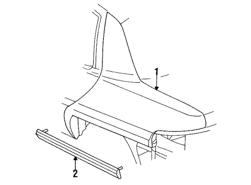 1998 Buick Skylark Quarter Panel & Components Diagram
