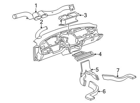 1998 Chevy Cavalier Defroster Nozzle Seal Diagram for 22591260