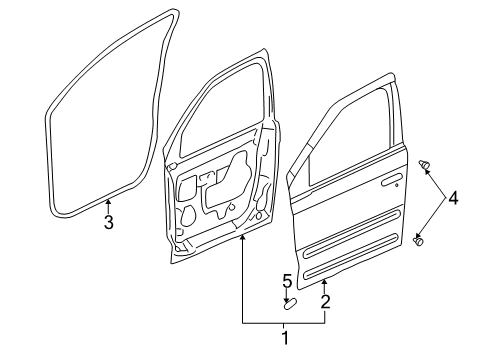 2005 Buick Rendezvous Weatherstrip, Front Diagram for 10313535