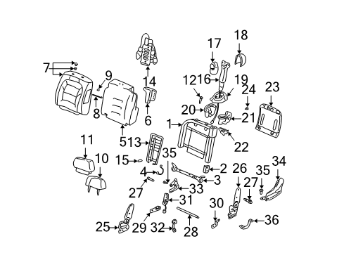 2005 Cadillac DeVille Front Seat Components Diagram 4 - Thumbnail