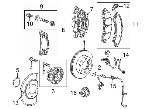 2024 GMC Sierra EV Front Brakes Diagram