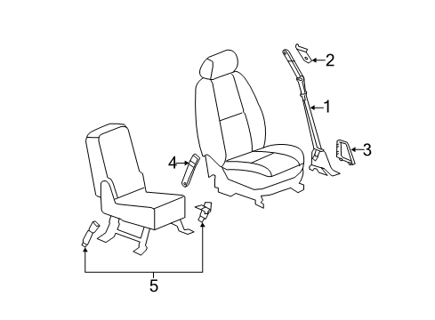 2008 Chevy Silverado 2500 HD Front Seat Belts Diagram
