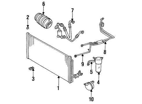 1988 Buick Regal A/C Condenser, Compressor & Lines Diagram