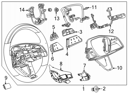 2025 Cadillac OPTIQ Steering Wheel & Trim Diagram