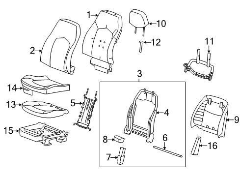 2012 Cadillac CTS Driver Seat Components Diagram 8 - Thumbnail