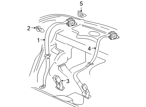 2009 Pontiac G6 Lap & Shoulder Belt, Black, Rear Center Diagram for 19180012