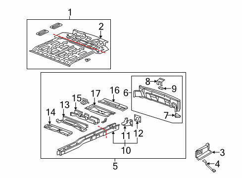 2006 Saturn Relay Rear Floor & Rails Diagram